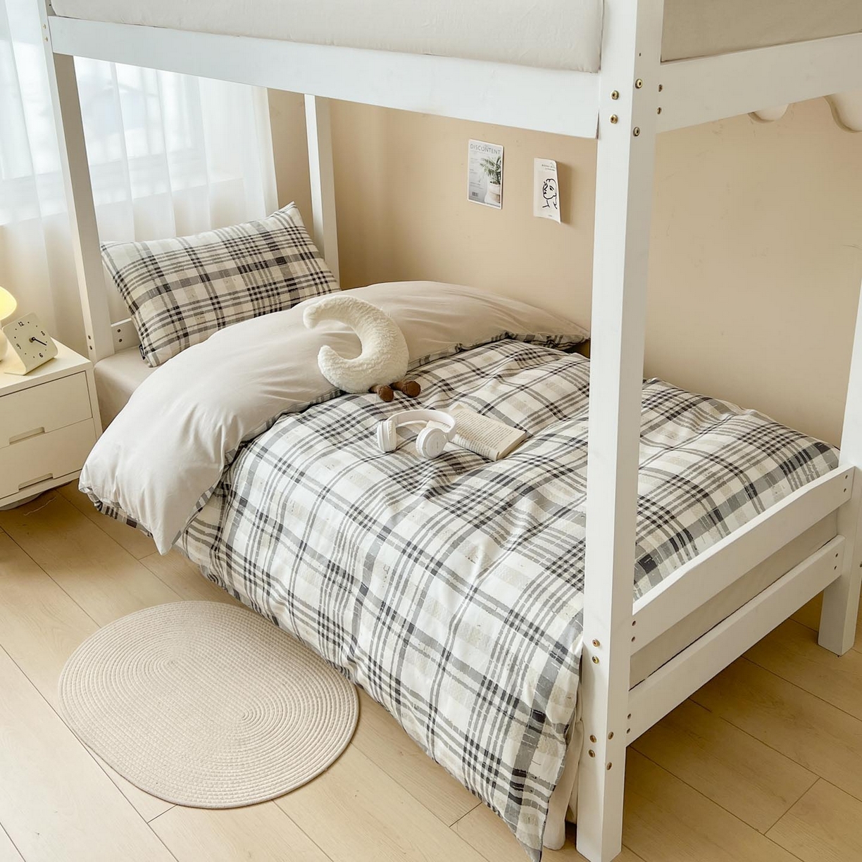 91家纺网 家纺一手货源 找家纺 涵宸2025新款全棉宿舍学生款三件套四件套 郎格