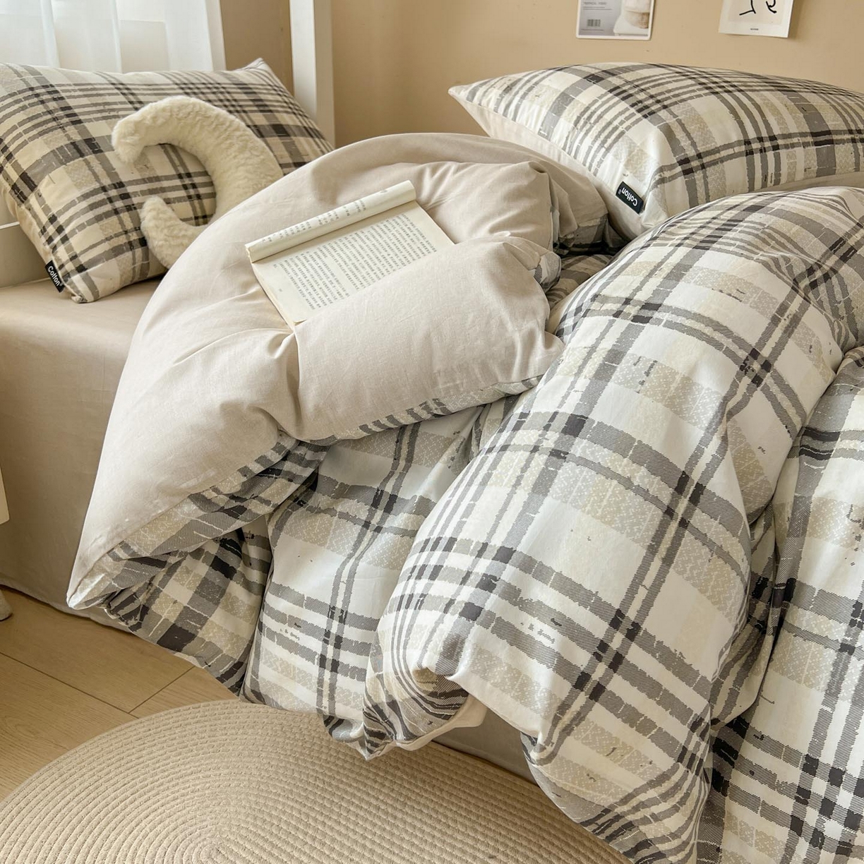 91家纺网 家纺一手货源 找家纺 涵宸2025新款全棉宿舍学生款三件套四件套 郎格