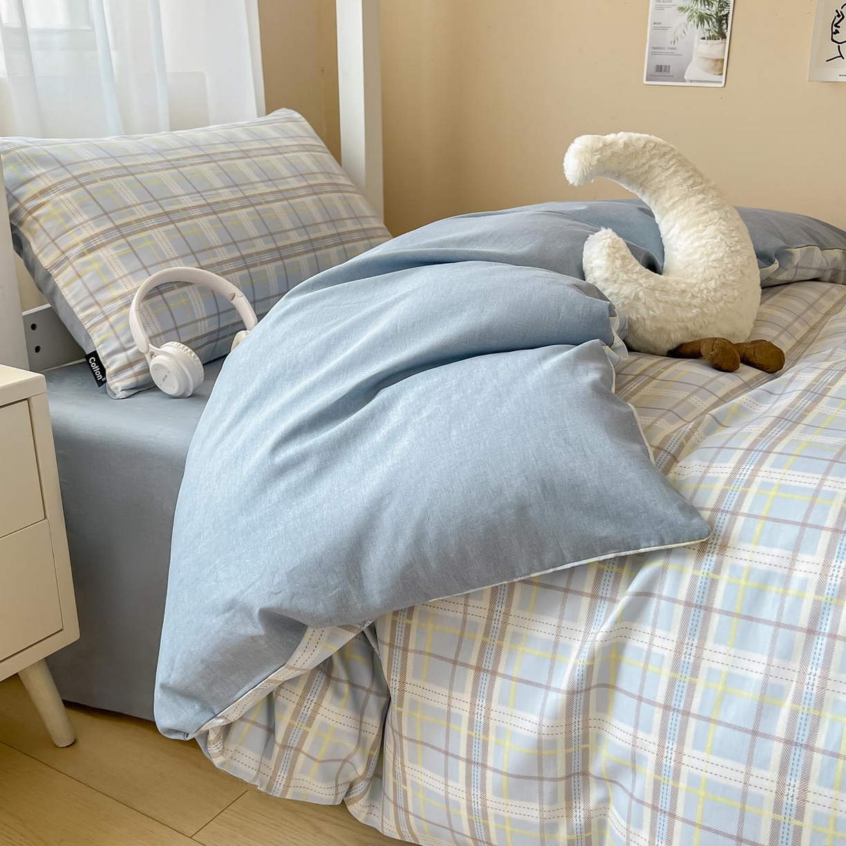 91家纺网 家纺一手货源 找家纺 涵宸2025新款全棉宿舍学生款三件套四件套 罗宾