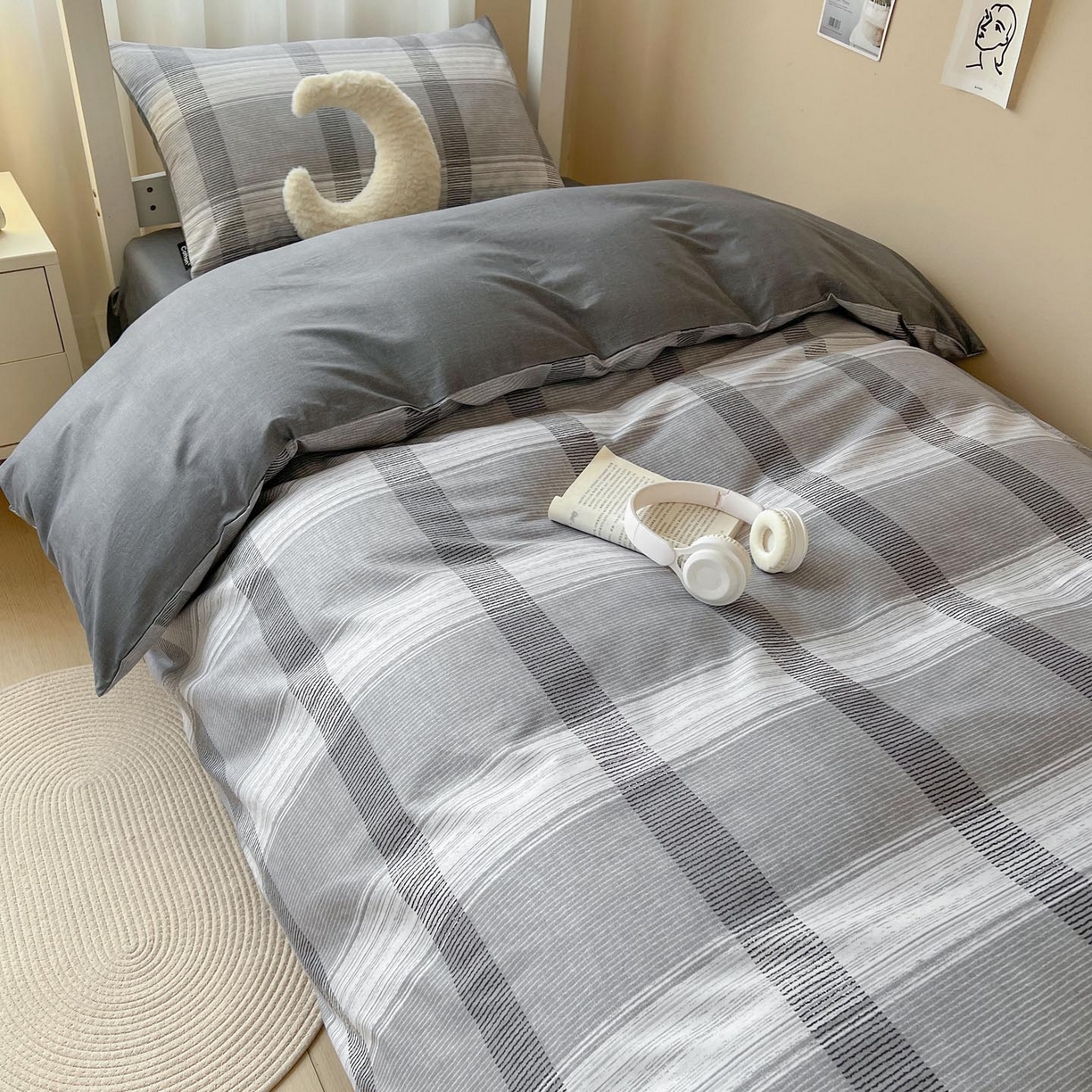 91家纺网 家纺一手货源 找家纺 涵宸2025新款全棉宿舍学生款三件套四件套 洛卡