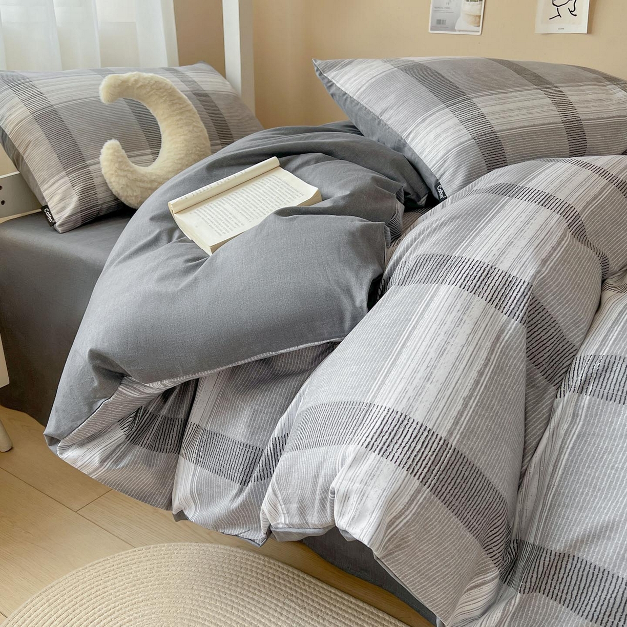 91家纺网 家纺一手货源 找家纺 涵宸2025新款全棉宿舍学生款三件套四件套 洛卡