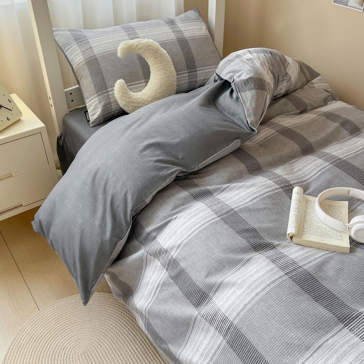 91家纺网 家纺一手货源 找家纺 涵宸2025新款全棉宿舍学生款三件套四件套 洛卡