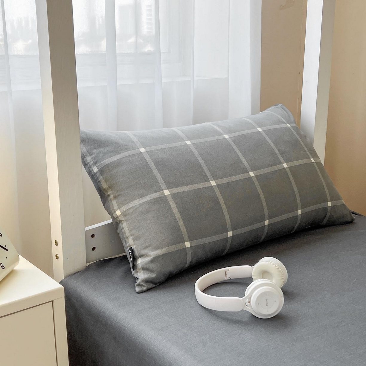 91家纺网 家纺一手货源 找家纺 涵宸2025新款全棉宿舍学生款三件套四件套 麦田-灰