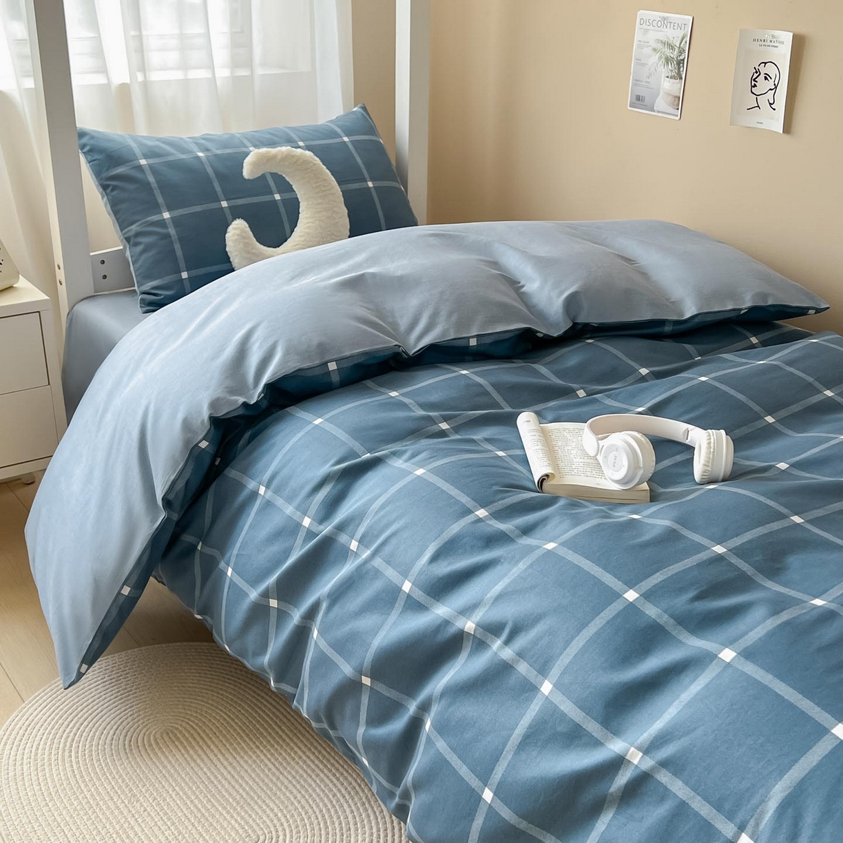 91家纺网 家纺一手货源 找家纺 涵宸2025新款全棉宿舍学生款三件套四件套 麦田-兰