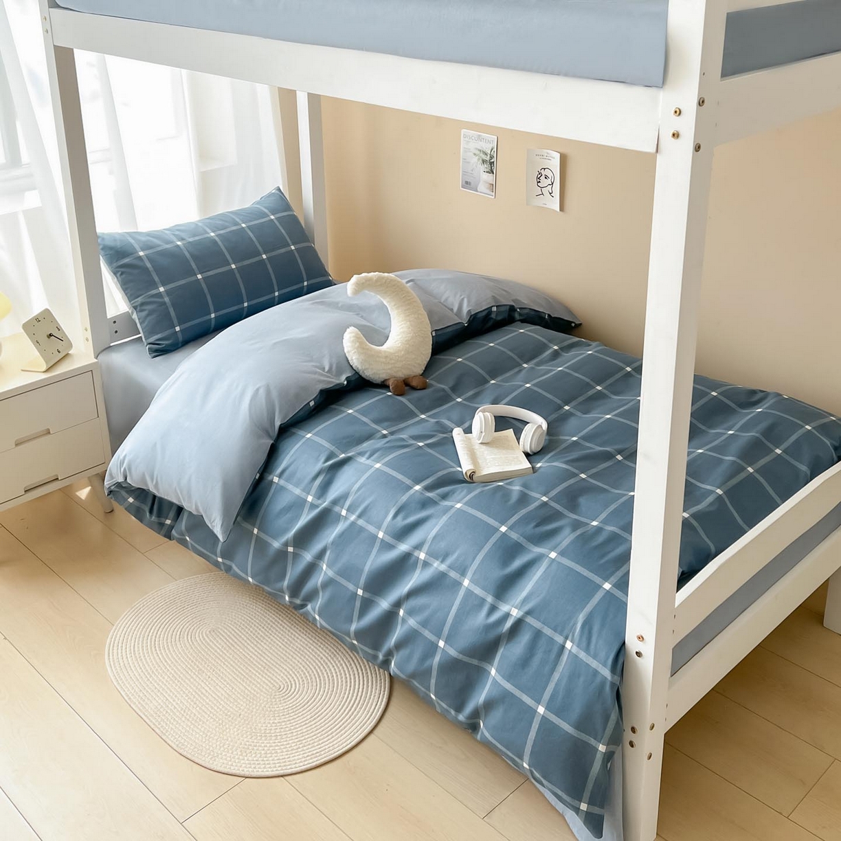 91家纺网 家纺一手货源 找家纺 涵宸2025新款全棉宿舍学生款三件套四件套 麦田-兰