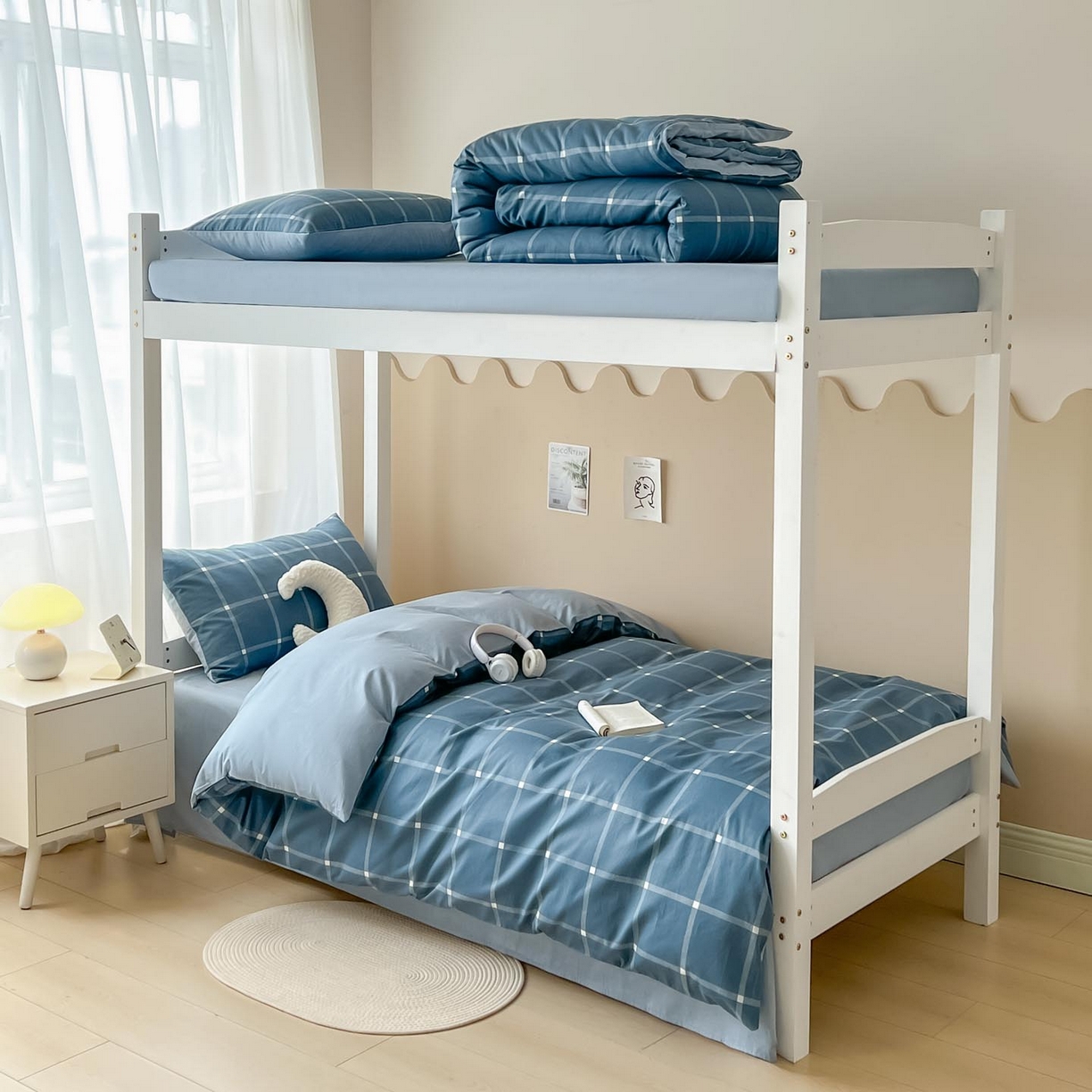 91家纺网 家纺一手货源 找家纺 涵宸2025新款全棉宿舍学生款三件套四件套 麦田-兰