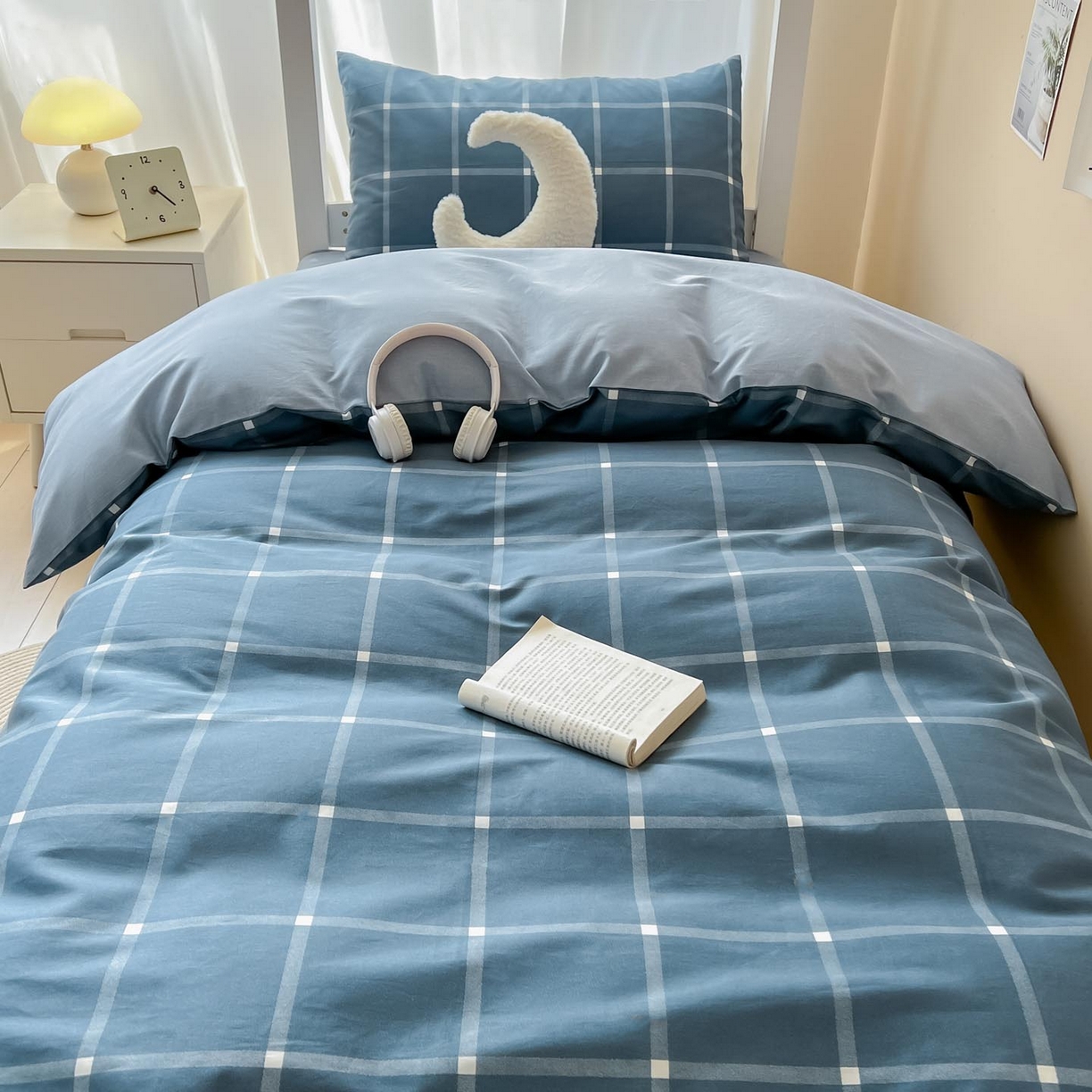 91家纺网 家纺一手货源 找家纺 涵宸2025新款全棉宿舍学生款三件套四件套 麦田-兰