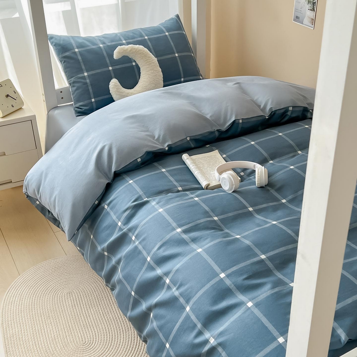 91家纺网 家纺一手货源 找家纺 涵宸2025新款全棉宿舍学生款三件套四件套 麦田-兰