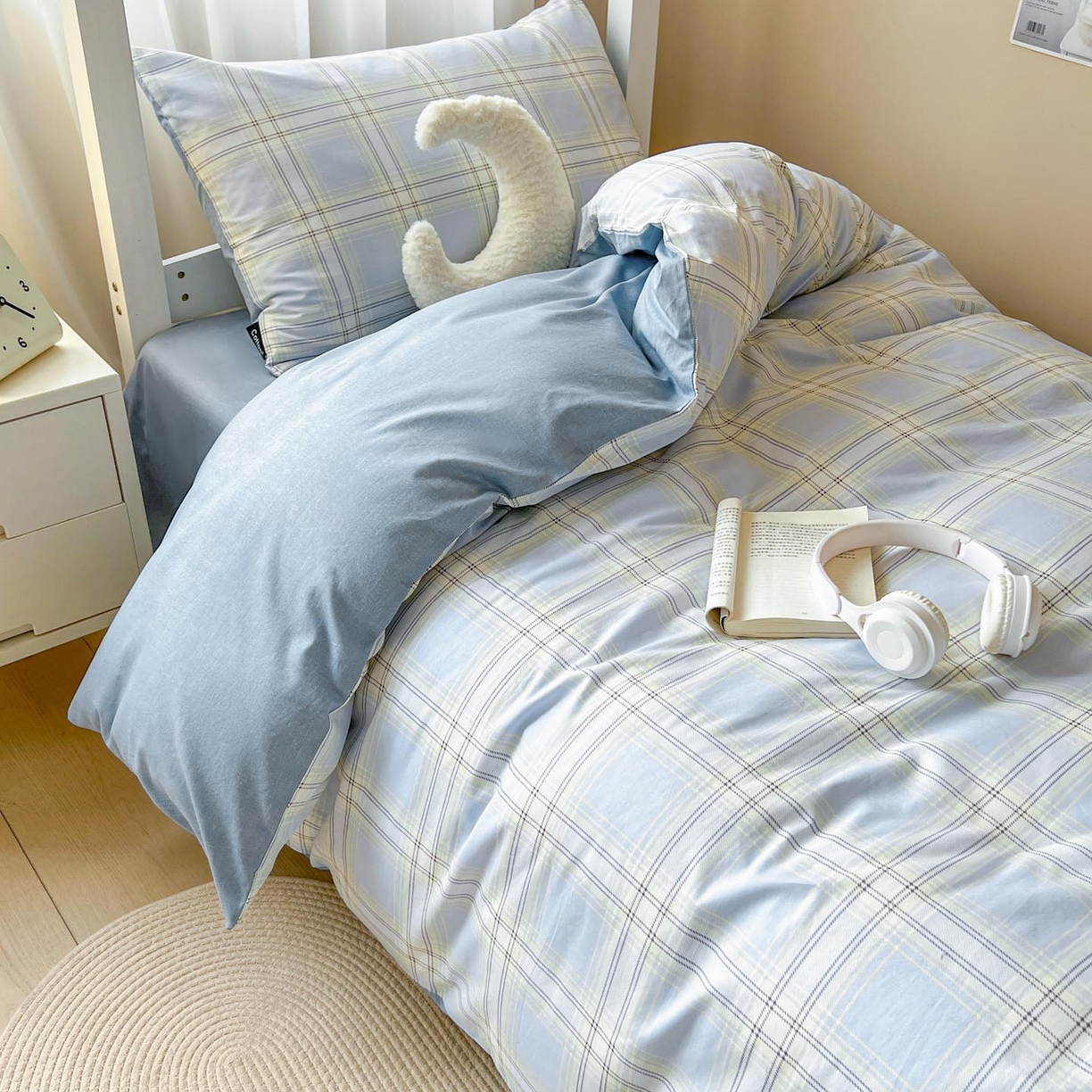 91家纺网 家纺一手货源 找家纺 涵宸2025新款全棉宿舍学生款三件套四件套 莫妮兰