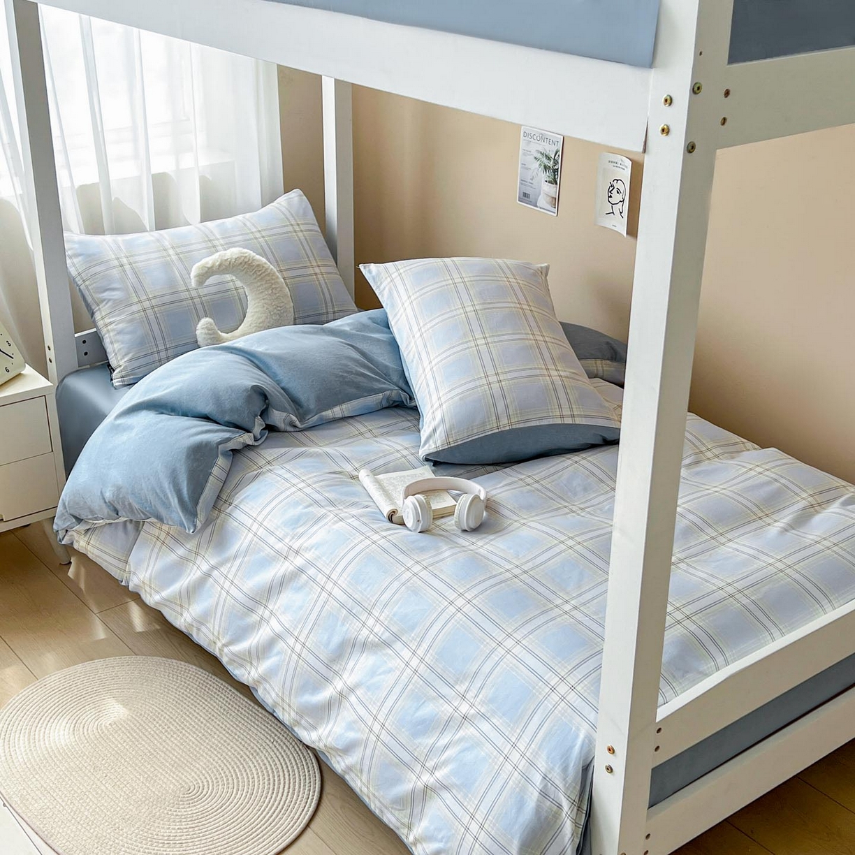 91家纺网 家纺一手货源 找家纺 涵宸2025新款全棉宿舍学生款三件套四件套 莫妮兰