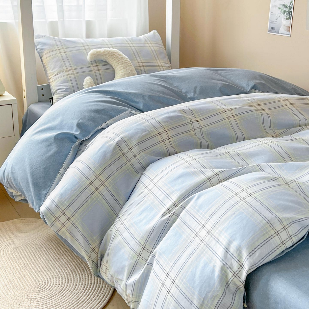 91家纺网 家纺一手货源 找家纺 涵宸2025新款全棉宿舍学生款三件套四件套 莫妮兰