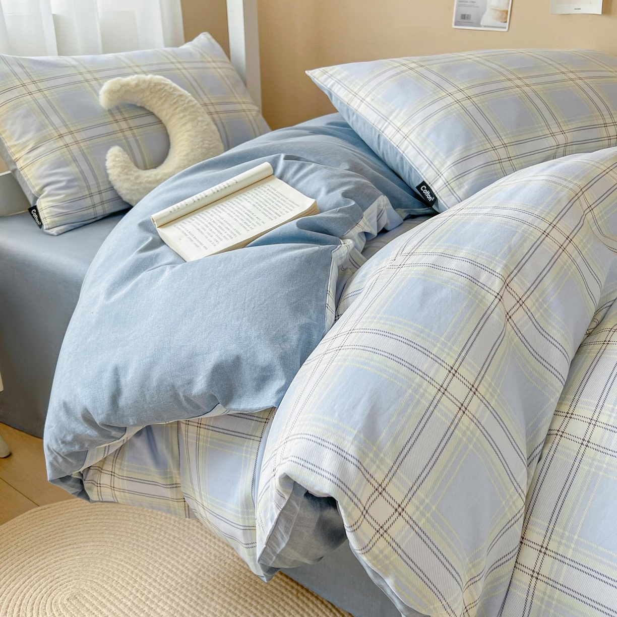 91家纺网 家纺一手货源 找家纺 涵宸2025新款全棉宿舍学生款三件套四件套 莫妮兰