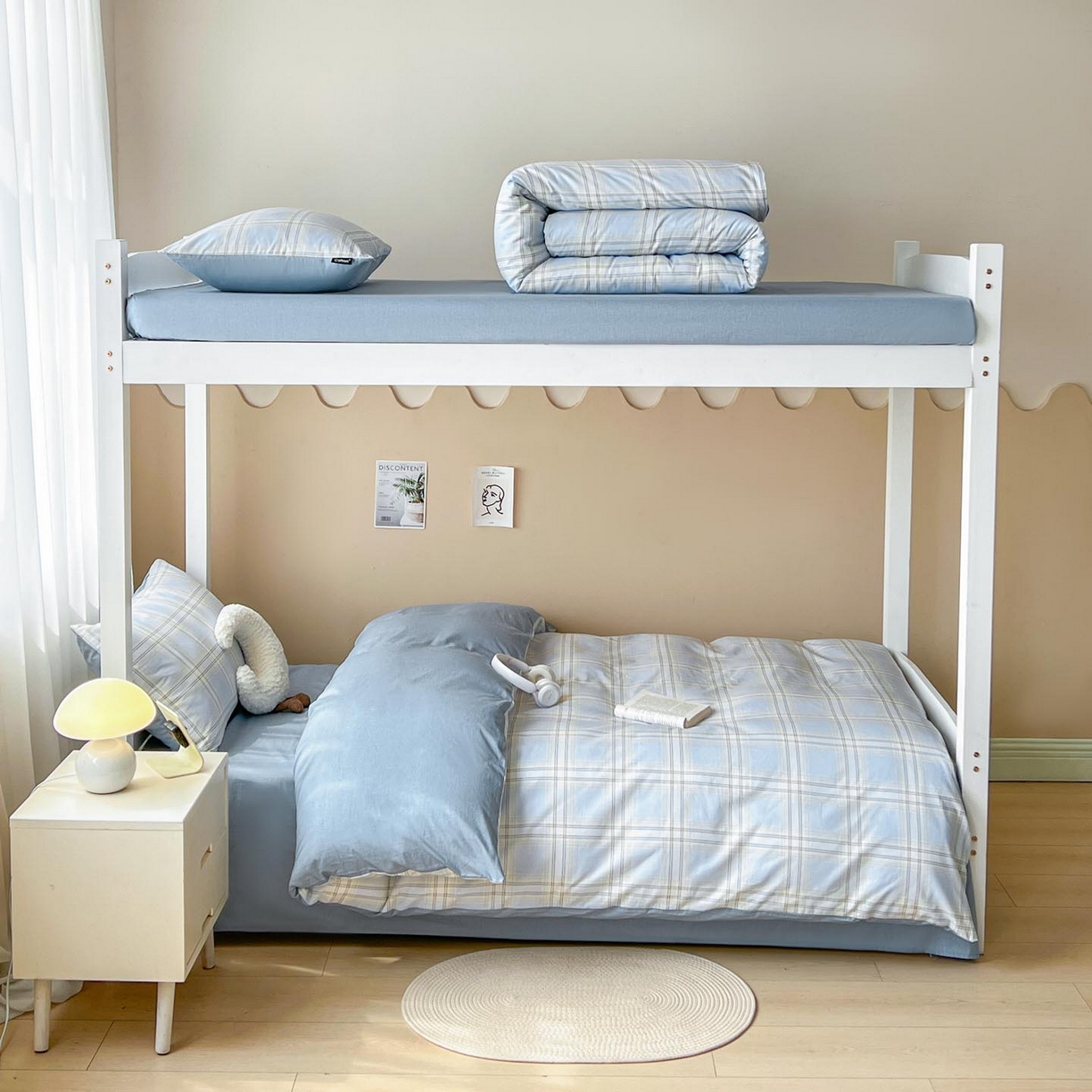 91家纺网 家纺一手货源 找家纺 涵宸2025新款全棉宿舍学生款三件套四件套 莫妮兰