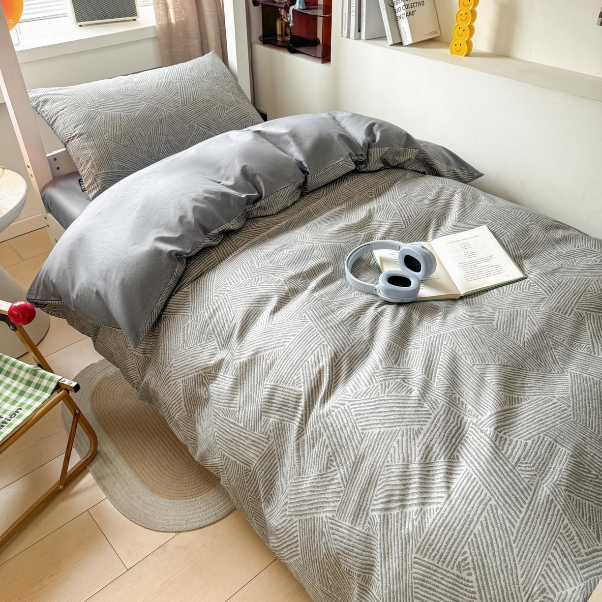 91家纺网 家纺一手货源 找家纺 涵宸2025新款全棉宿舍学生款三件套四件套 山林