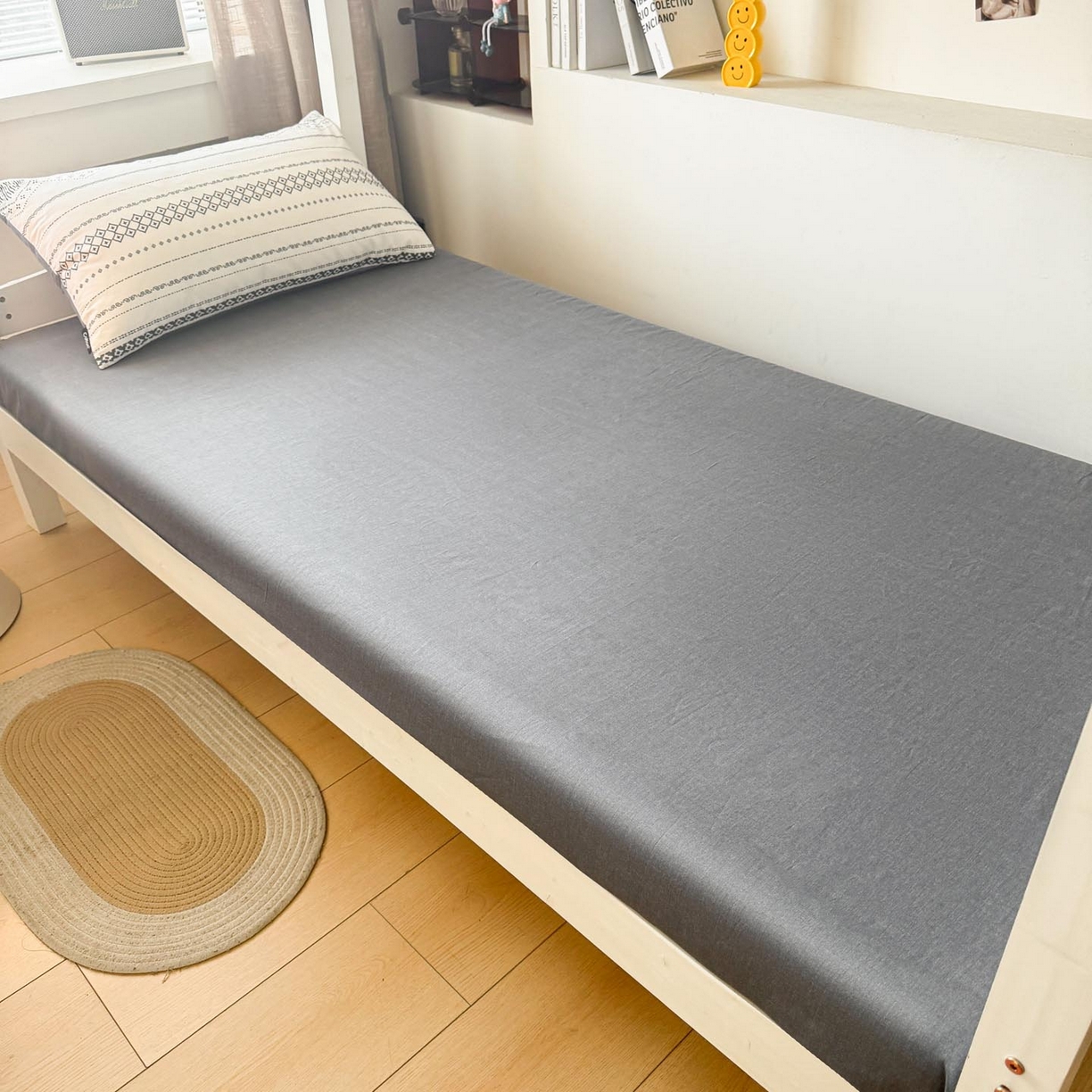 91家纺网 家纺一手货源 找家纺 涵宸2025新款全棉宿舍学生款三件套四件套 维诺-白