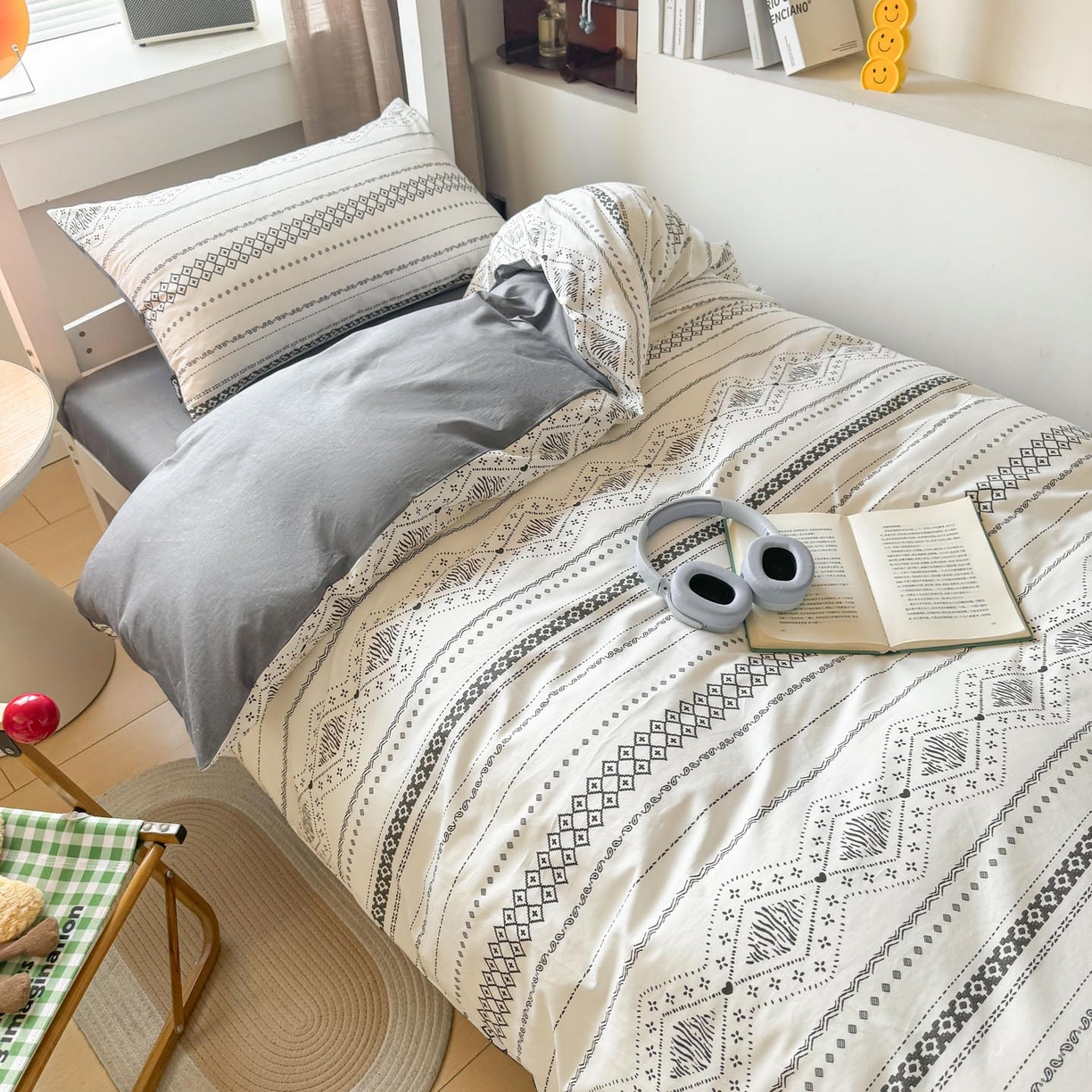 91家纺网 家纺一手货源 找家纺 涵宸2025新款全棉宿舍学生款三件套四件套 维诺-白