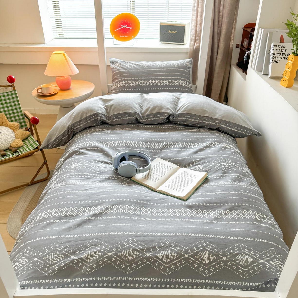 91家纺网 家纺一手货源 找家纺 涵宸2025新款全棉宿舍学生款三件套四件套 维诺-灰