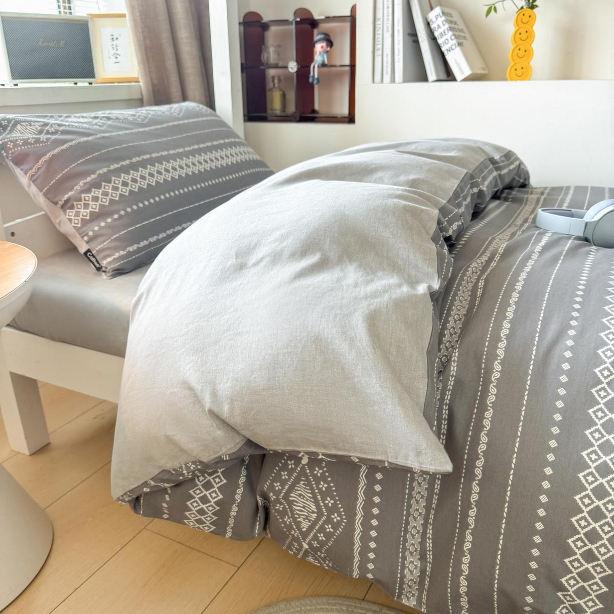 91家纺网 家纺一手货源 找家纺 涵宸2025新款全棉宿舍学生款三件套四件套 维诺-灰