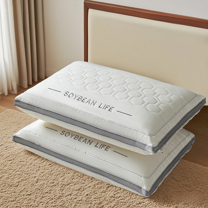 91家纺网 家纺一手货源 找家纺 织布人 2025新款枕芯亲肤立体刺绣舒睡护颈枕头枕芯学生宿舍成人家用酒店枕芯 立体舒睡枕 48x74cm低枕/只