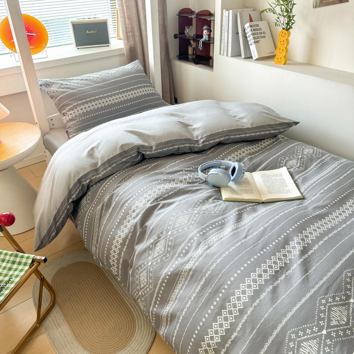 91家纺网 家纺一手货源 找家纺 涵宸2025新款全棉宿舍学生款三件套四件套 维诺-灰