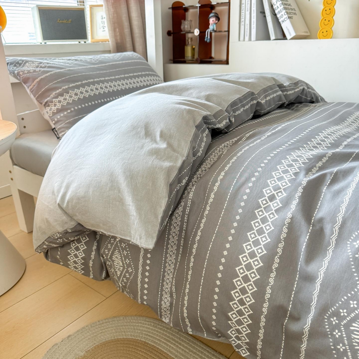 91家纺网 家纺一手货源 找家纺 涵宸2025新款全棉宿舍学生款三件套四件套 维诺-灰