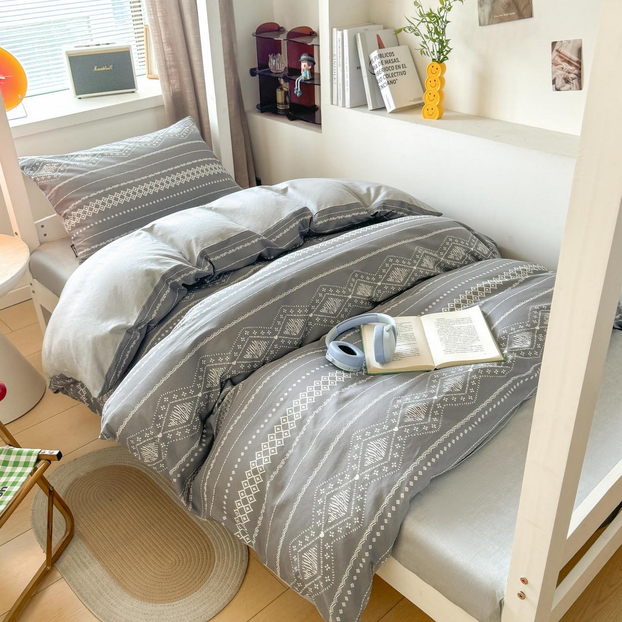 91家纺网 家纺一手货源 找家纺 涵宸2025新款全棉宿舍学生款三件套四件套 维诺-灰