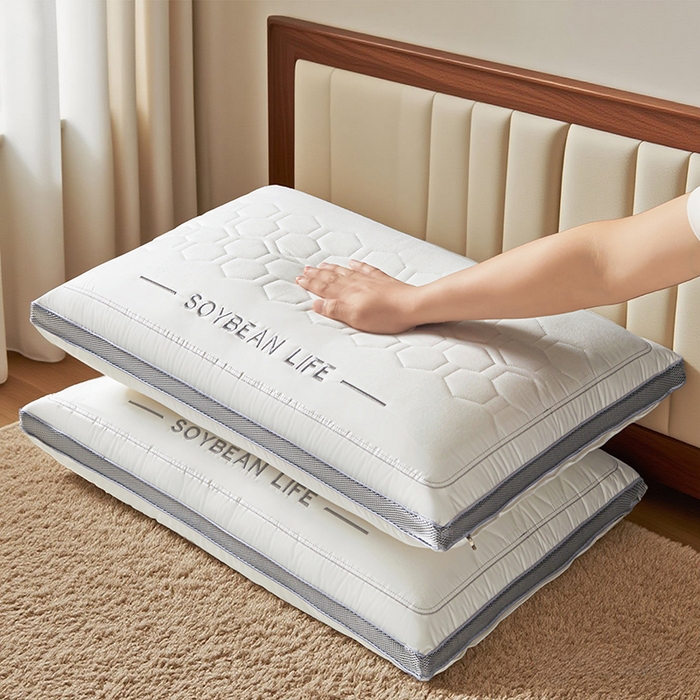 91家纺网 家纺一手货源 找家纺 织布人 2025新款枕芯亲肤立体刺绣舒睡护颈枕头枕芯学生宿舍成人家用酒店枕芯 立体舒睡枕 48x74cm高枕/只