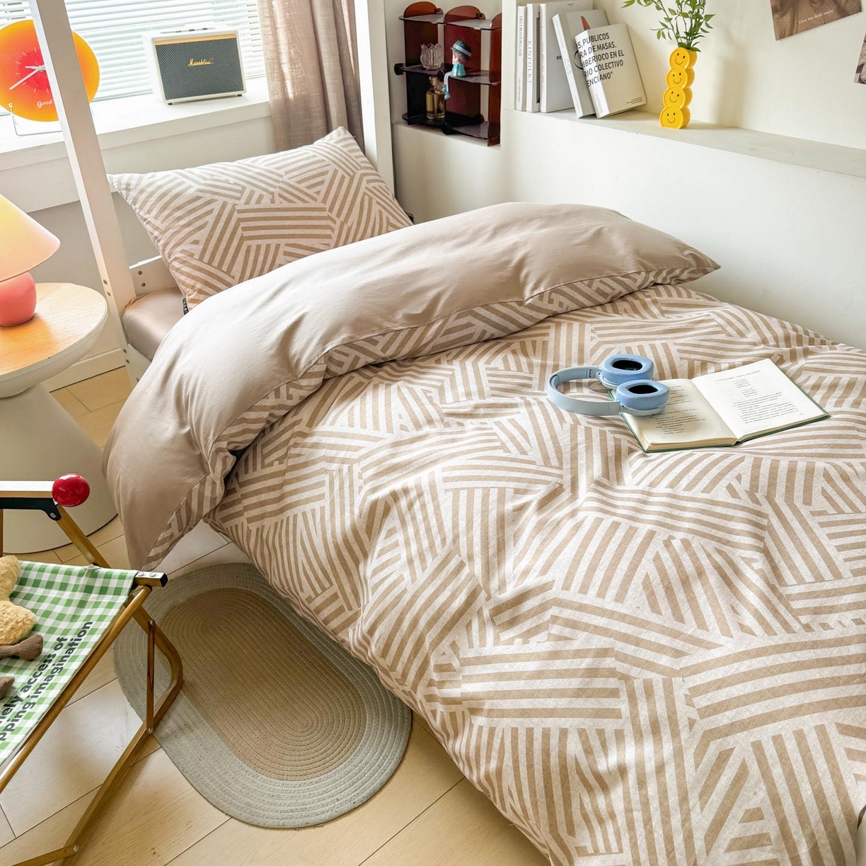 91家纺网 家纺一手货源 找家纺 涵宸2025新款全棉宿舍学生款三件套四件套 艺术图