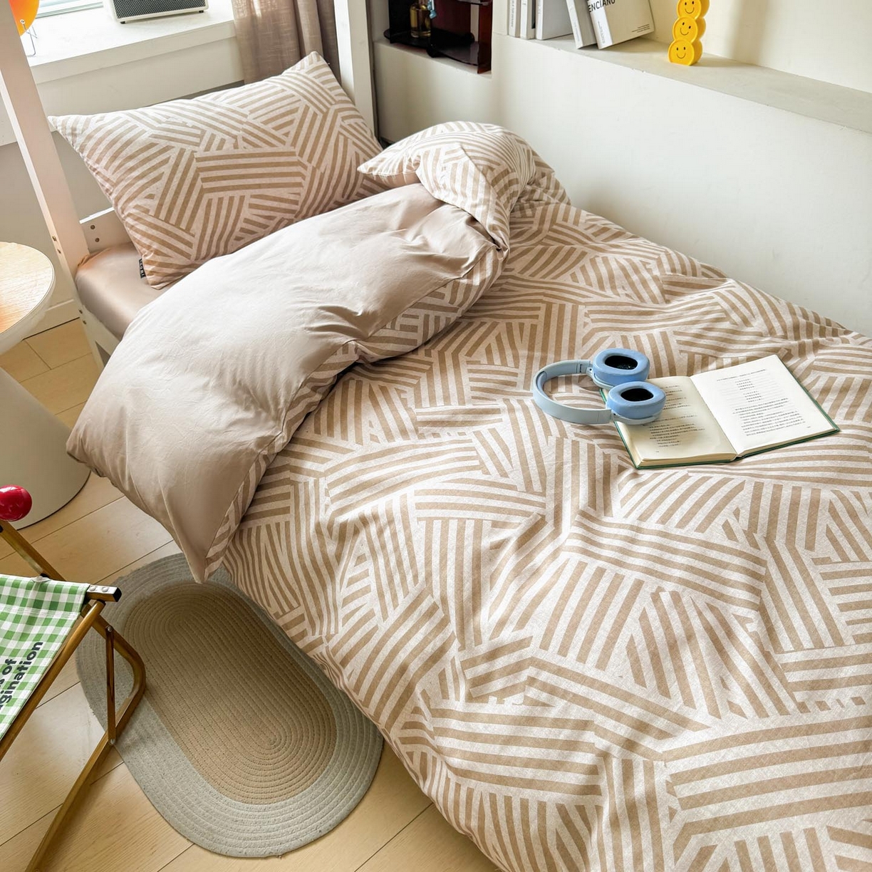 91家纺网 家纺一手货源 找家纺 涵宸2025新款全棉宿舍学生款三件套四件套 艺术图