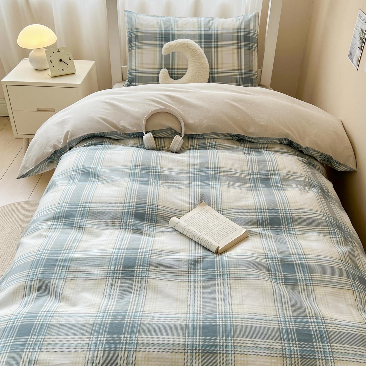 91家纺网 家纺一手货源 找家纺 涵宸2025新款全棉宿舍学生款三件套四件套 英伦格