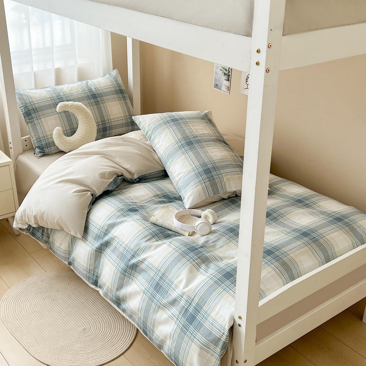 91家纺网 家纺一手货源 找家纺 涵宸2025新款全棉宿舍学生款三件套四件套 英伦格