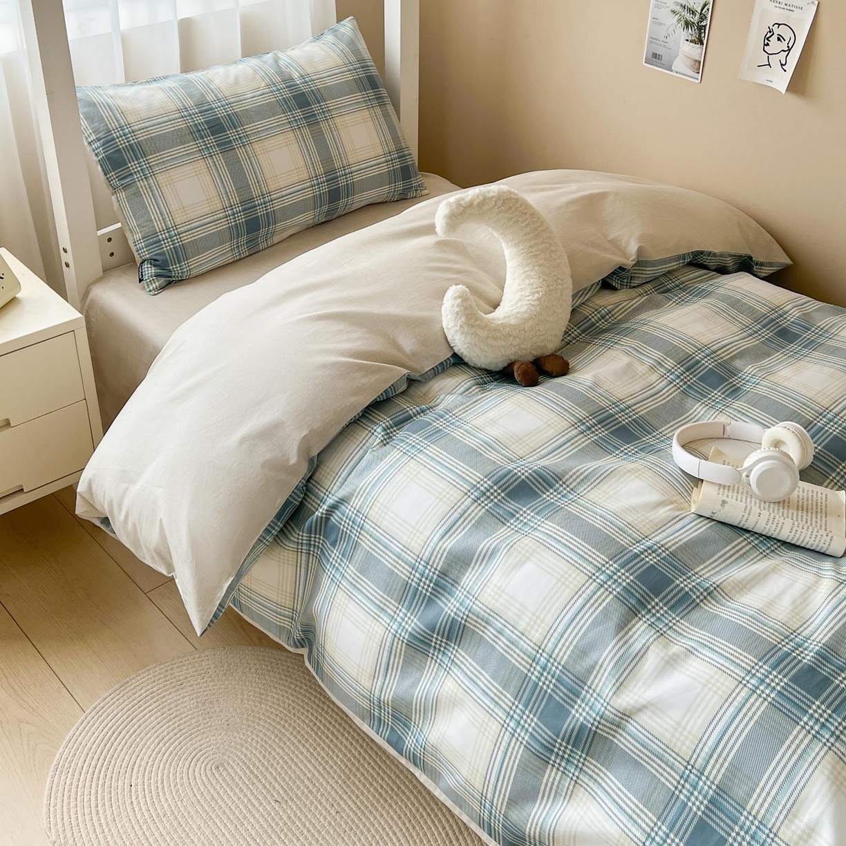 91家纺网 家纺一手货源 找家纺 涵宸2025新款全棉宿舍学生款三件套四件套 英伦格