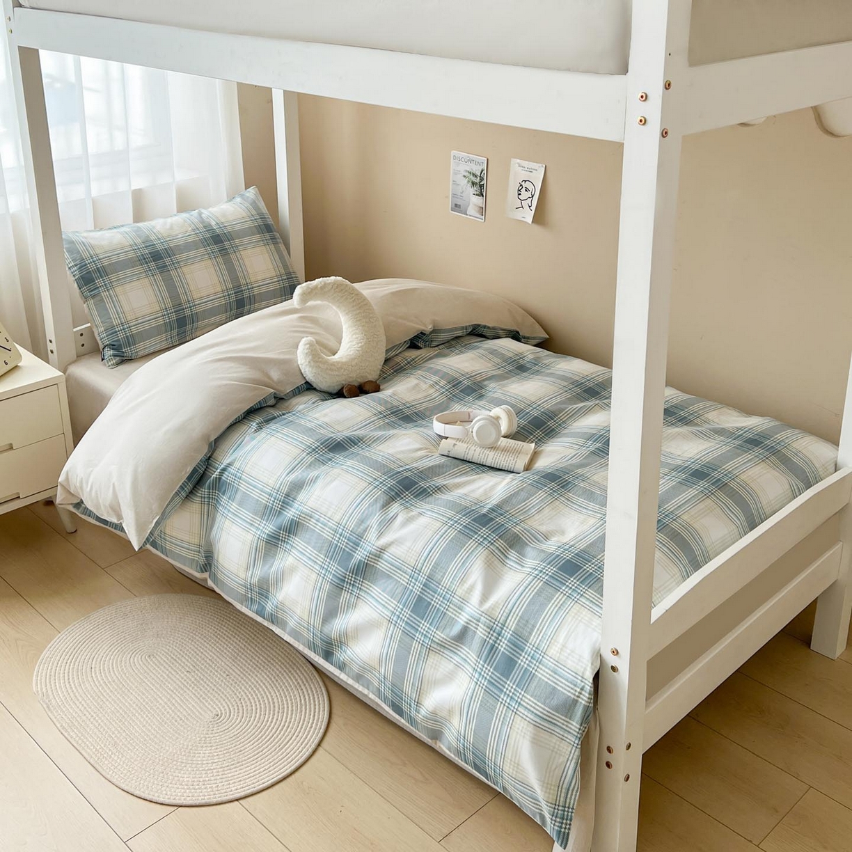 91家纺网 家纺一手货源 找家纺 涵宸2025新款全棉宿舍学生款三件套四件套 英伦格