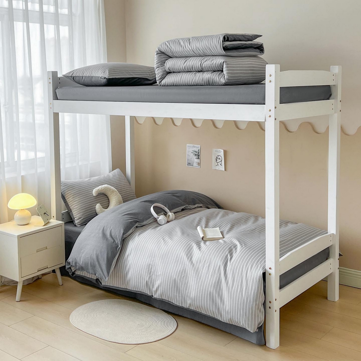 91家纺网 家纺一手货源 找家纺 涵宸2025新款全棉宿舍学生款三件套四件套 英伦-浅灰