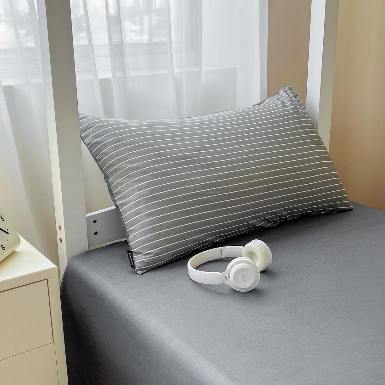 91家纺网 家纺一手货源 找家纺 涵宸2025新款全棉宿舍学生款三件套四件套 英伦-深灰