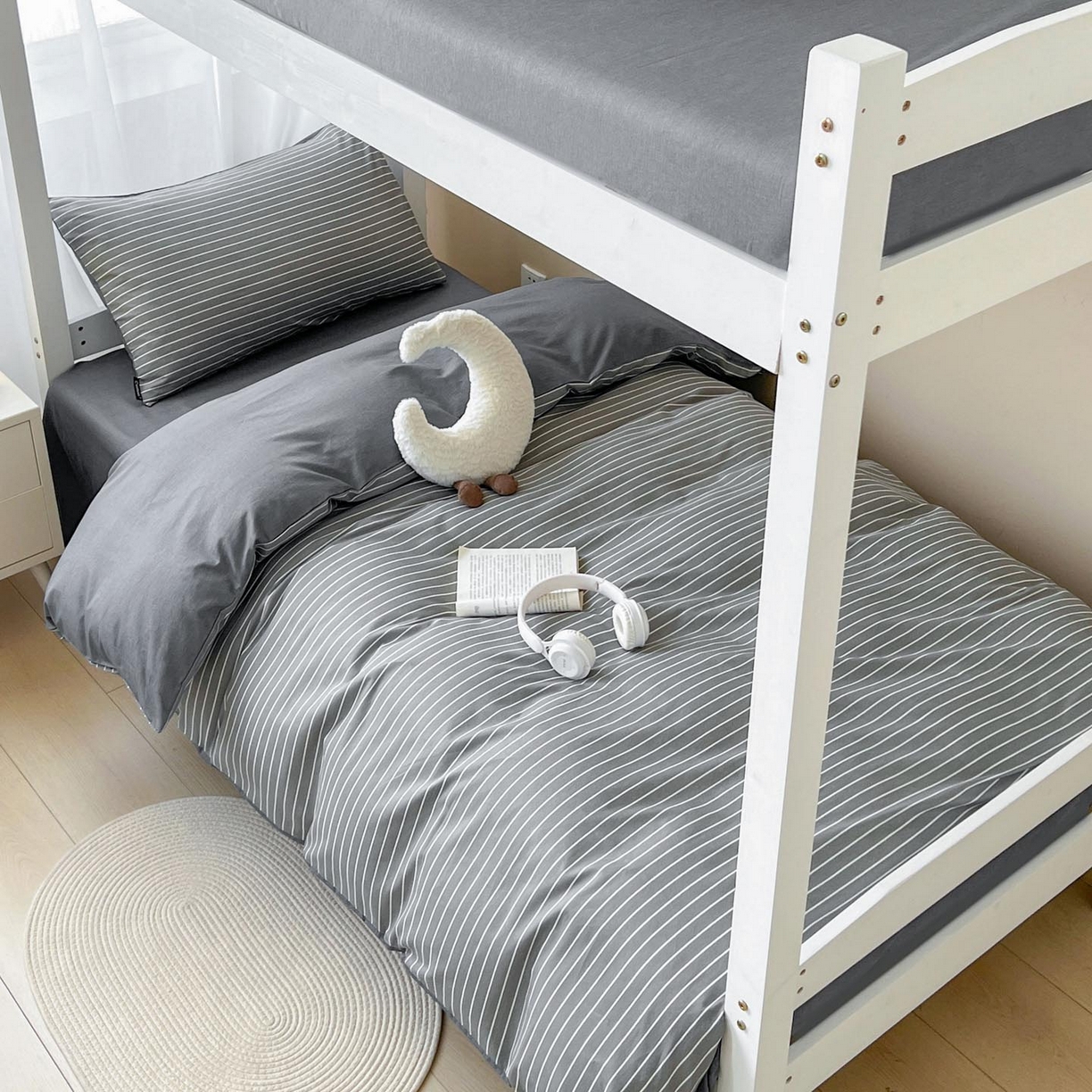 91家纺网 家纺一手货源 找家纺 涵宸2025新款全棉宿舍学生款三件套四件套 英伦-深灰