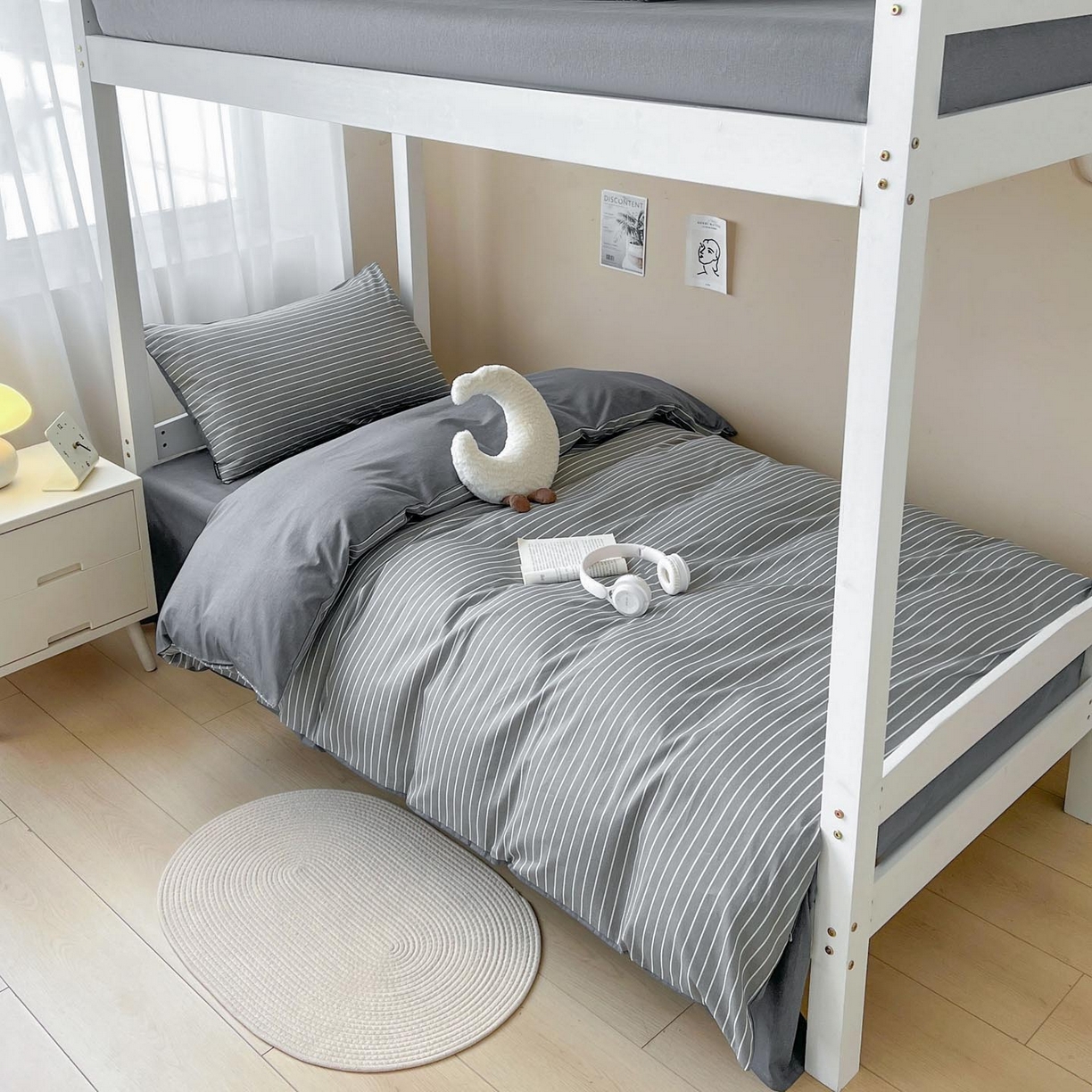 91家纺网 家纺一手货源 找家纺 涵宸2025新款全棉宿舍学生款三件套四件套 英伦-深灰