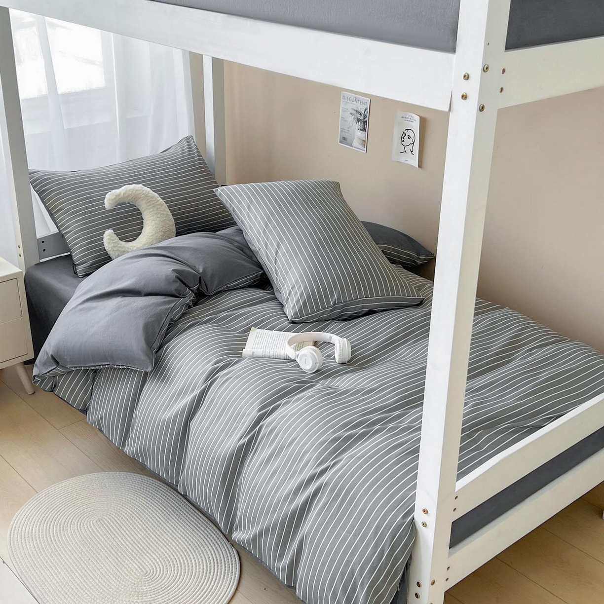 91家纺网 家纺一手货源 找家纺 涵宸2025新款全棉宿舍学生款三件套四件套 英伦-深灰