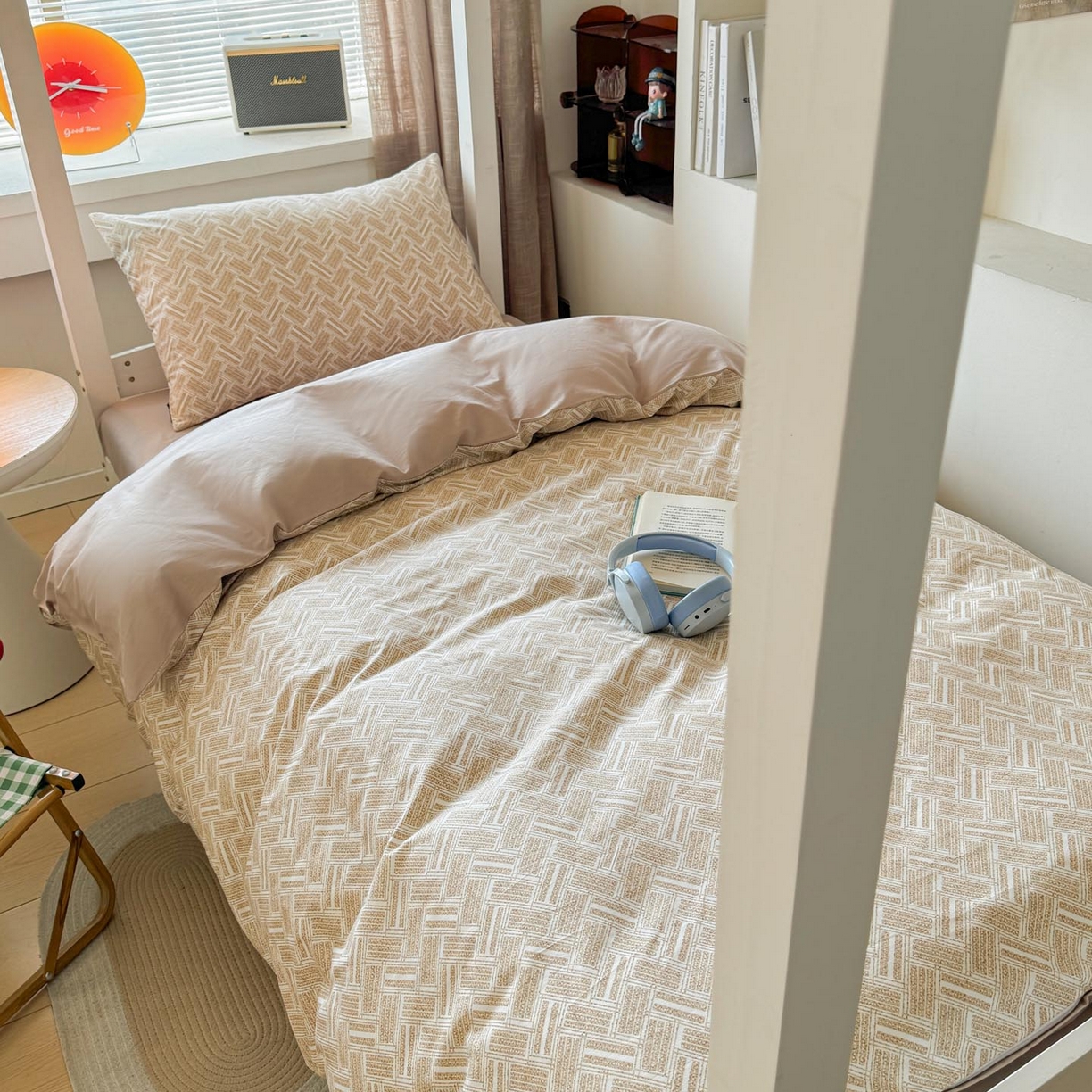 91家纺网 家纺一手货源 找家纺 涵宸2025新款全棉宿舍学生款三件套四件套 云沫