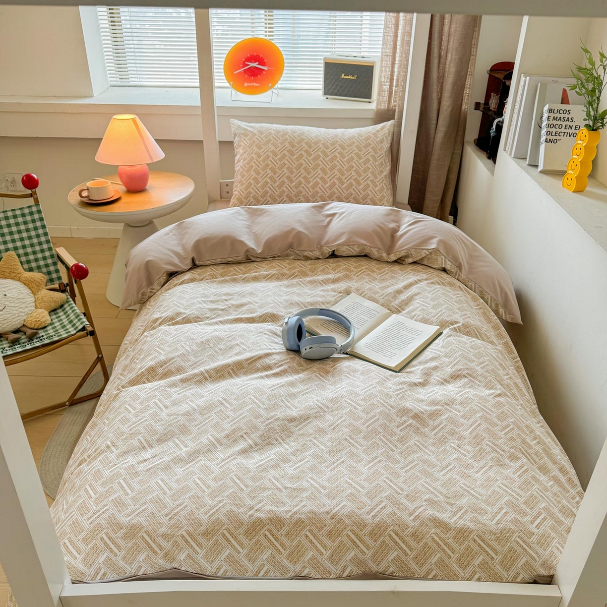 91家纺网 家纺一手货源 找家纺 涵宸2025新款全棉宿舍学生款三件套四件套 云沫