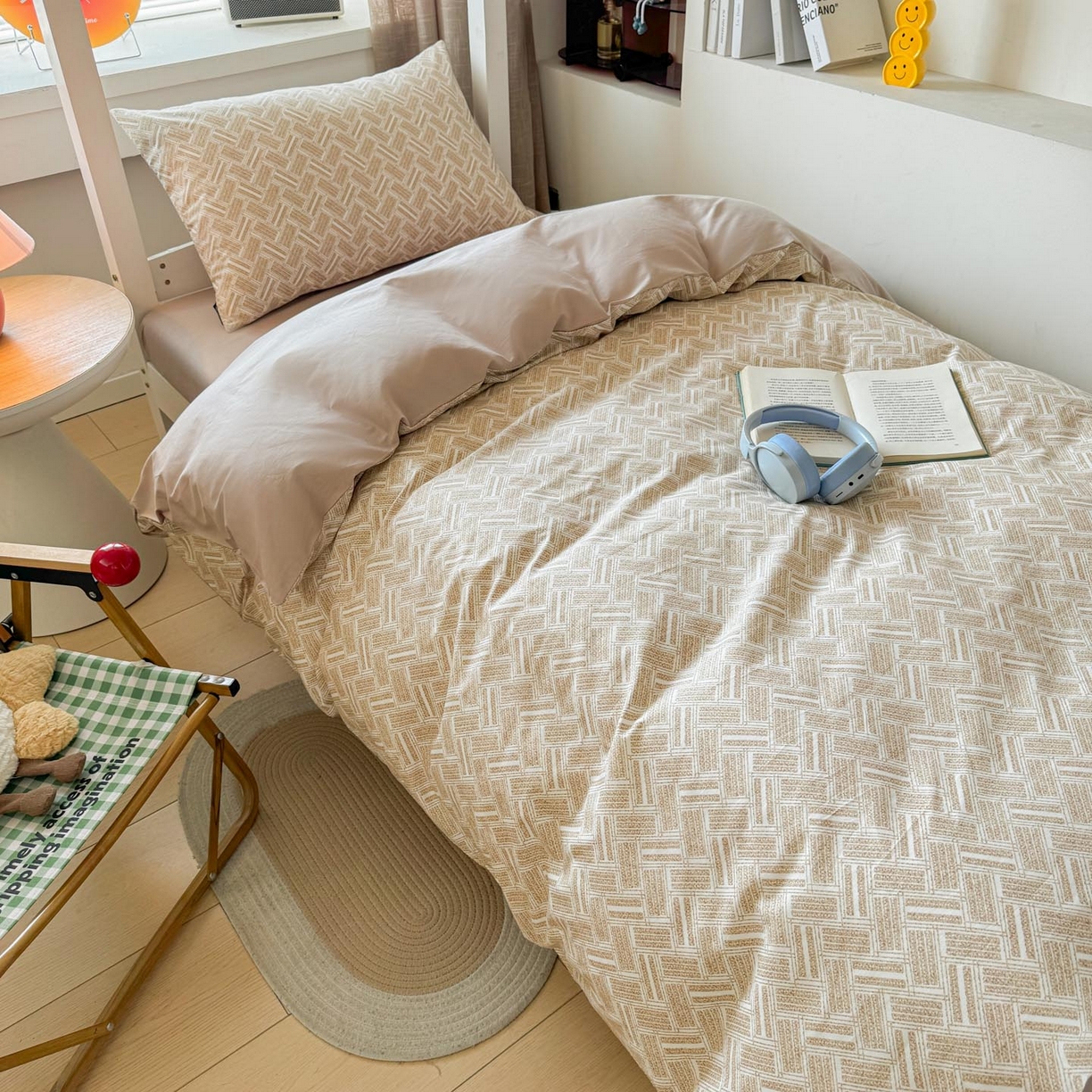 91家纺网 家纺一手货源 找家纺 涵宸2025新款全棉宿舍学生款三件套四件套 云沫