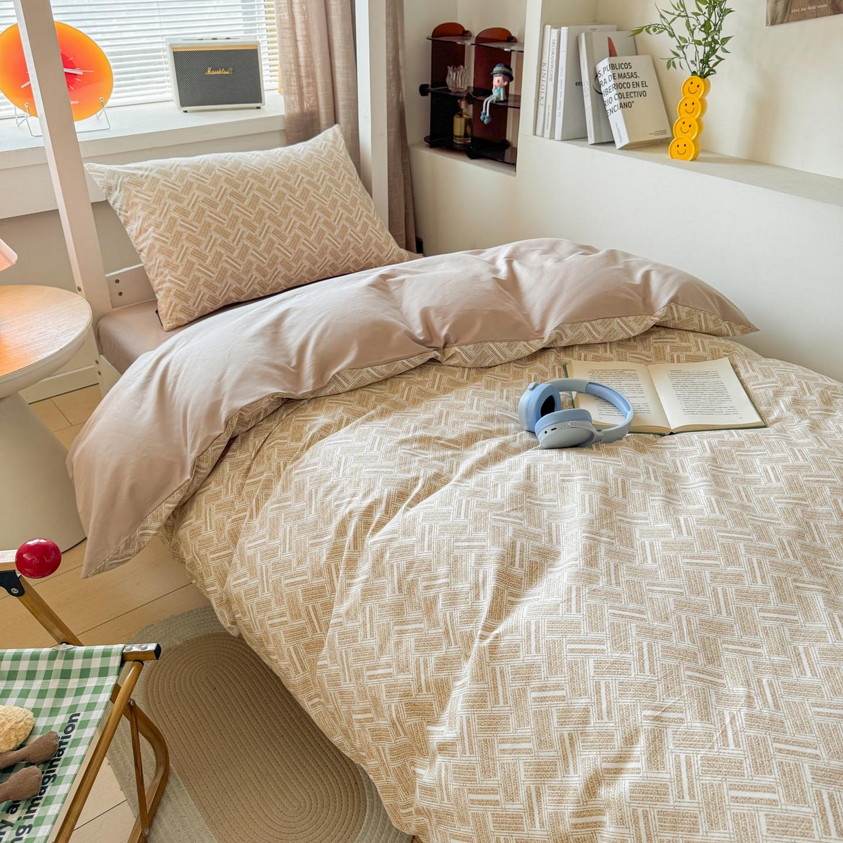 91家纺网 家纺一手货源 找家纺 涵宸2025新款全棉宿舍学生款三件套四件套 云沫