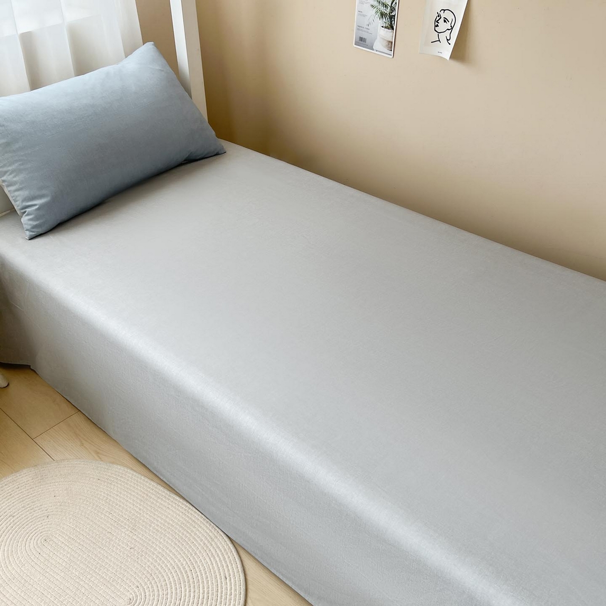 91家纺网 家纺一手货源 找家纺 涵宸2025新款全棉宿舍学生款三件套四件套 云纹-兰浅灰