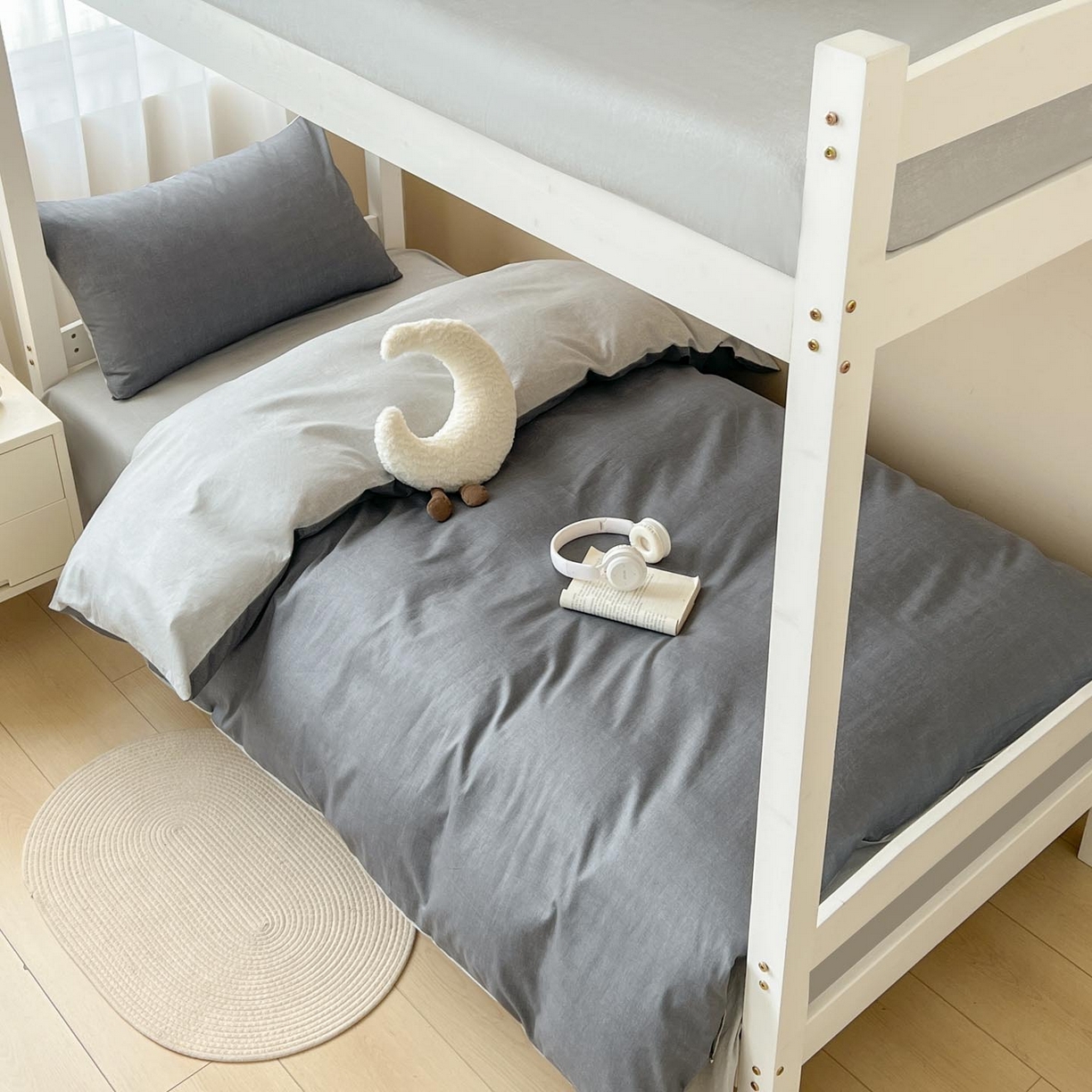 91家纺网 家纺一手货源 找家纺 涵宸2025新款全棉宿舍学生款三件套四件套 云纹-深浅灰