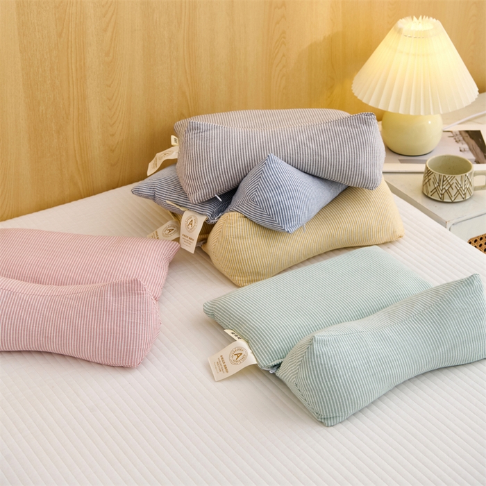 91家纺网 家纺一手货源 找家纺 （总）织布人 2025新款荞麦枕A类纯棉条纹无印风组合牵引颈椎枕头枕芯荞麦护颈枕芯