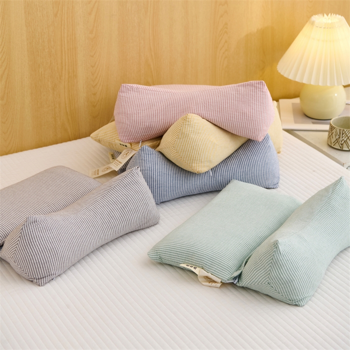 91家纺网 家纺一手货源 找家纺 （总）织布人 2025新款荞麦枕A类纯棉条纹无印风组合牵引颈椎枕头枕芯荞麦护颈枕芯