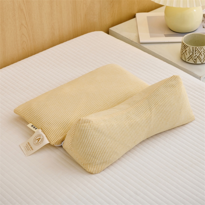 91家纺网 家纺一手货源 找家纺 （总）织布人 2025新款荞麦枕A类纯棉条纹无印风组合牵引颈椎枕头枕芯荞麦护颈枕芯