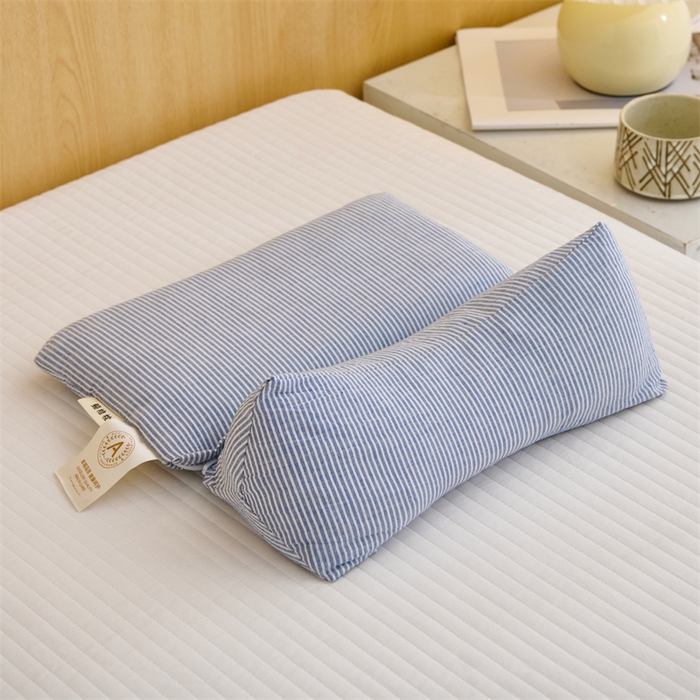 91家纺网 家纺一手货源 找家纺 （总）织布人 2025新款荞麦枕A类纯棉条纹无印风组合牵引颈椎枕头枕芯荞麦护颈枕芯