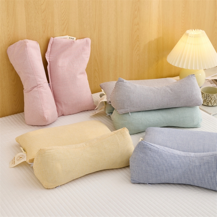 91家纺网 家纺一手货源 找家纺 （总）织布人 2025新款荞麦枕A类纯棉条纹无印风组合牵引颈椎枕头枕芯荞麦护颈枕芯