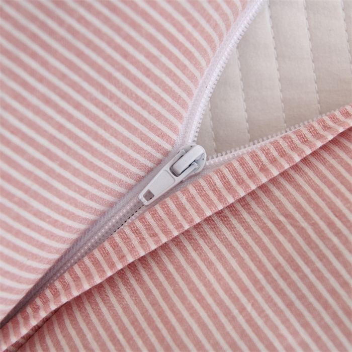 91家纺网 家纺一手货源 找家纺 织布人 2025新款荞麦枕A类纯棉条纹无印风组合牵引颈椎枕头枕芯荞麦护颈枕芯 粉色 三角35x16cm 方枕35x20cm组合枕/只